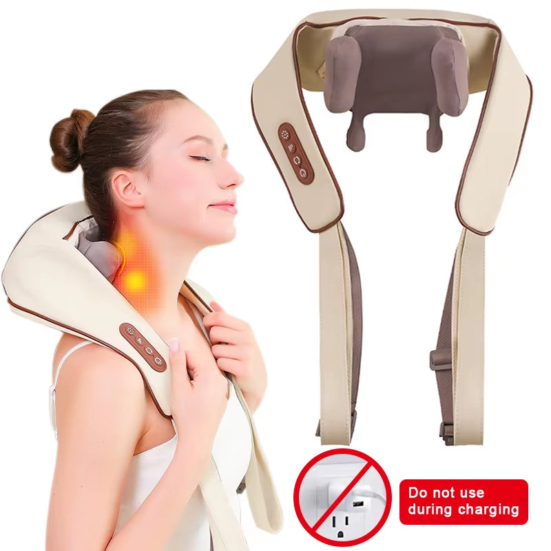 Neck Shoulder Massager Deep Tissue Shiatsu Back Massagers with Heatfor Pain Relief Electric Kneading Squeeze Muscles Massage